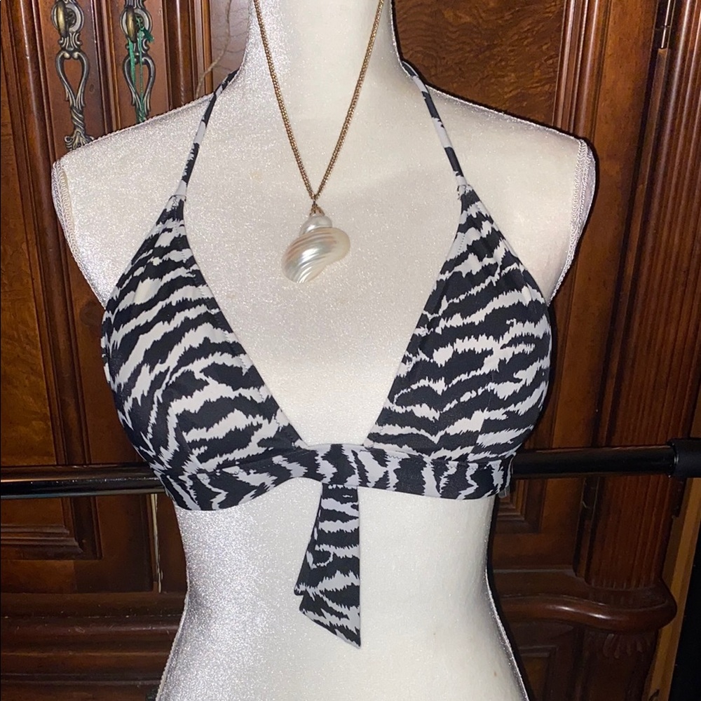 Victoria's Secret Black and White Zebra Print  Swim Top